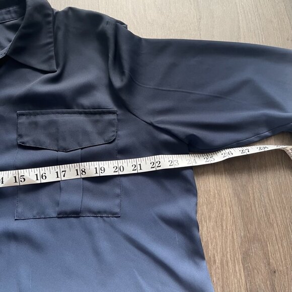 INC Blue to White Fade Crop Button Down Blouse with Front Tie - Picture 5 of 12